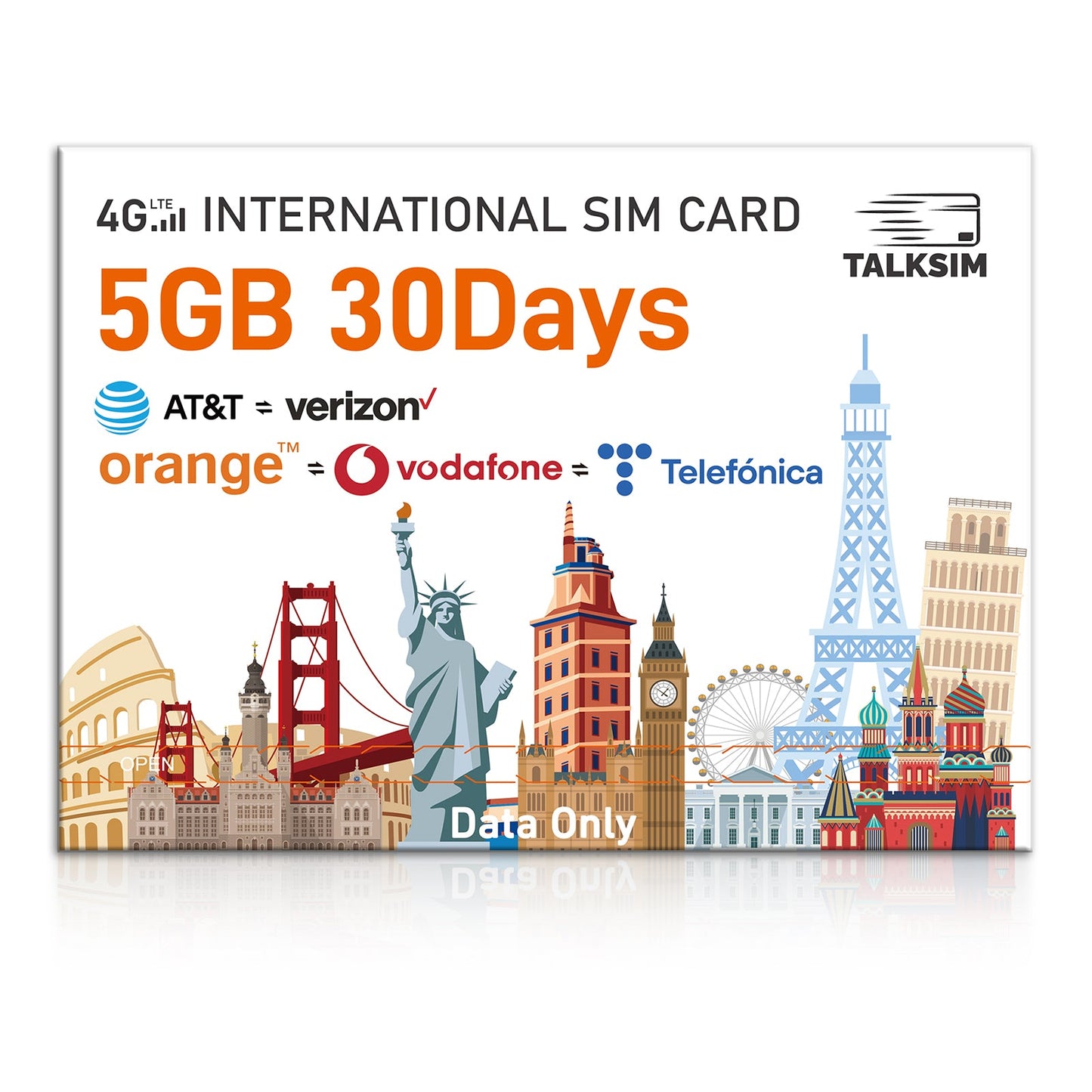 International Data SIM Card, 5G/4G LTE Coverage in USA and 51 Countries |UK, Europe, Asia, Oceania Prepaid Travel Data Only SIM for Portable WiFi Mobile Hotspot, Tablet, No Contract