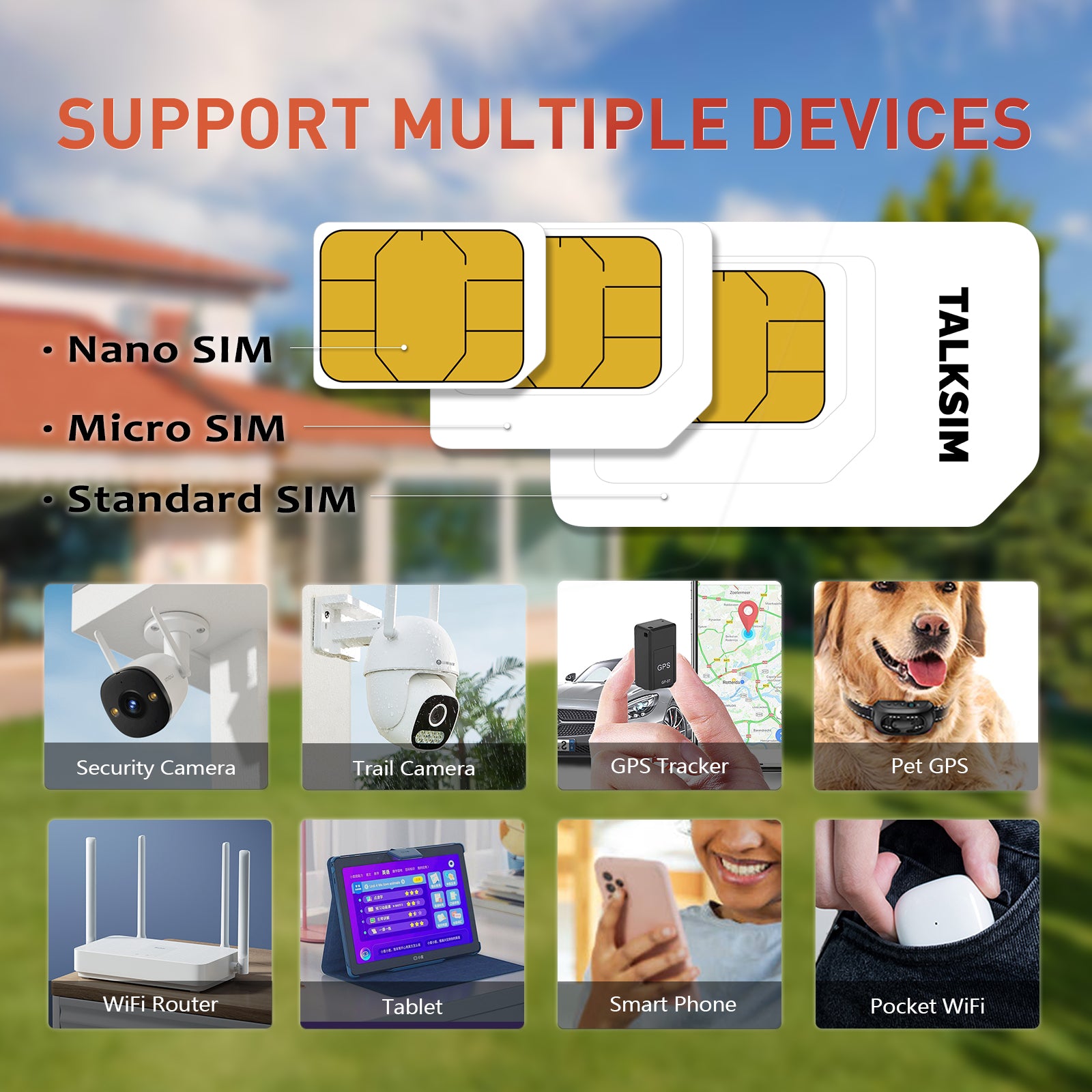 TalkSIM Prepaid 4G LTE Cellular SIM Card-Support AT&T, T-Mobile Dual Network - USA Data Only SIM Card|50GB 365Days