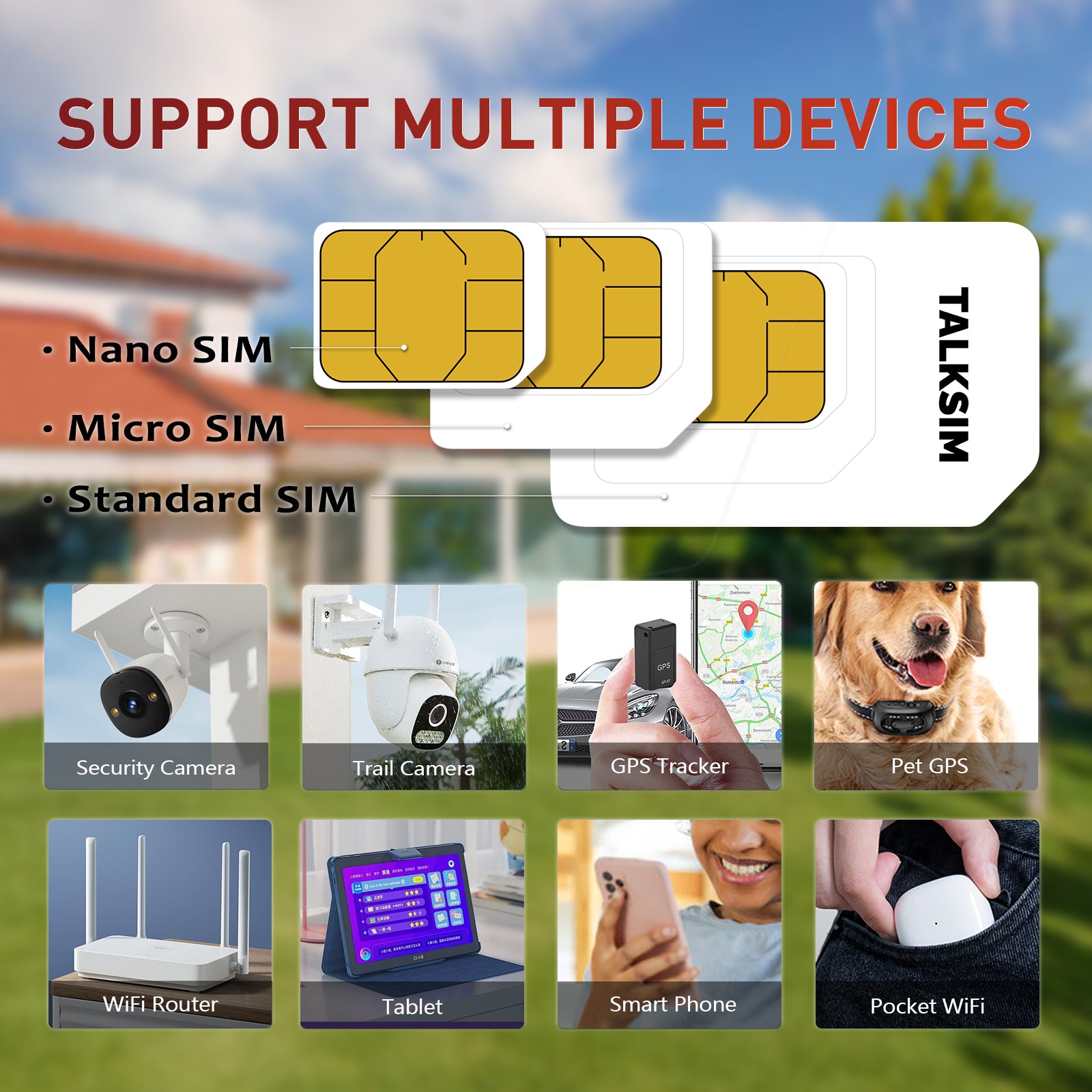 TalkSIM Prepaid 4G LTE Cellular SIM Card-Support AT&T, T-Mobile Dual Network - USA Data Only SIM Card|FREE 600MB