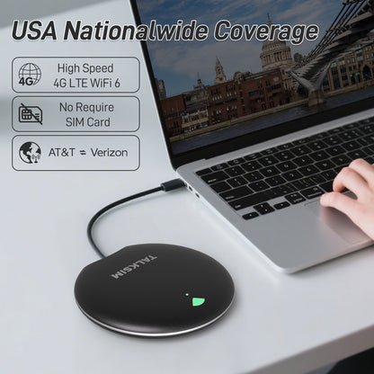 UFO MiFi with 1GB Data, 4G Mobile WiFi Hotspot for USA, 2000mA Battery, Black