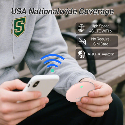 UFO MiFi with 1GB Data, 4G Mobile WiFi Hotspot for USA, 2000mA Battery, Pink