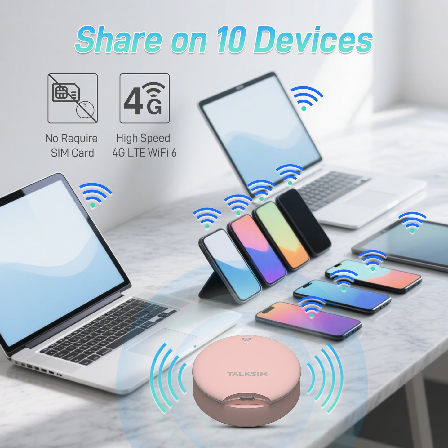 UFO MiFi with 1GB Data, 4G Mobile WiFi Hotspot for USA, 2000mA Battery, Pink