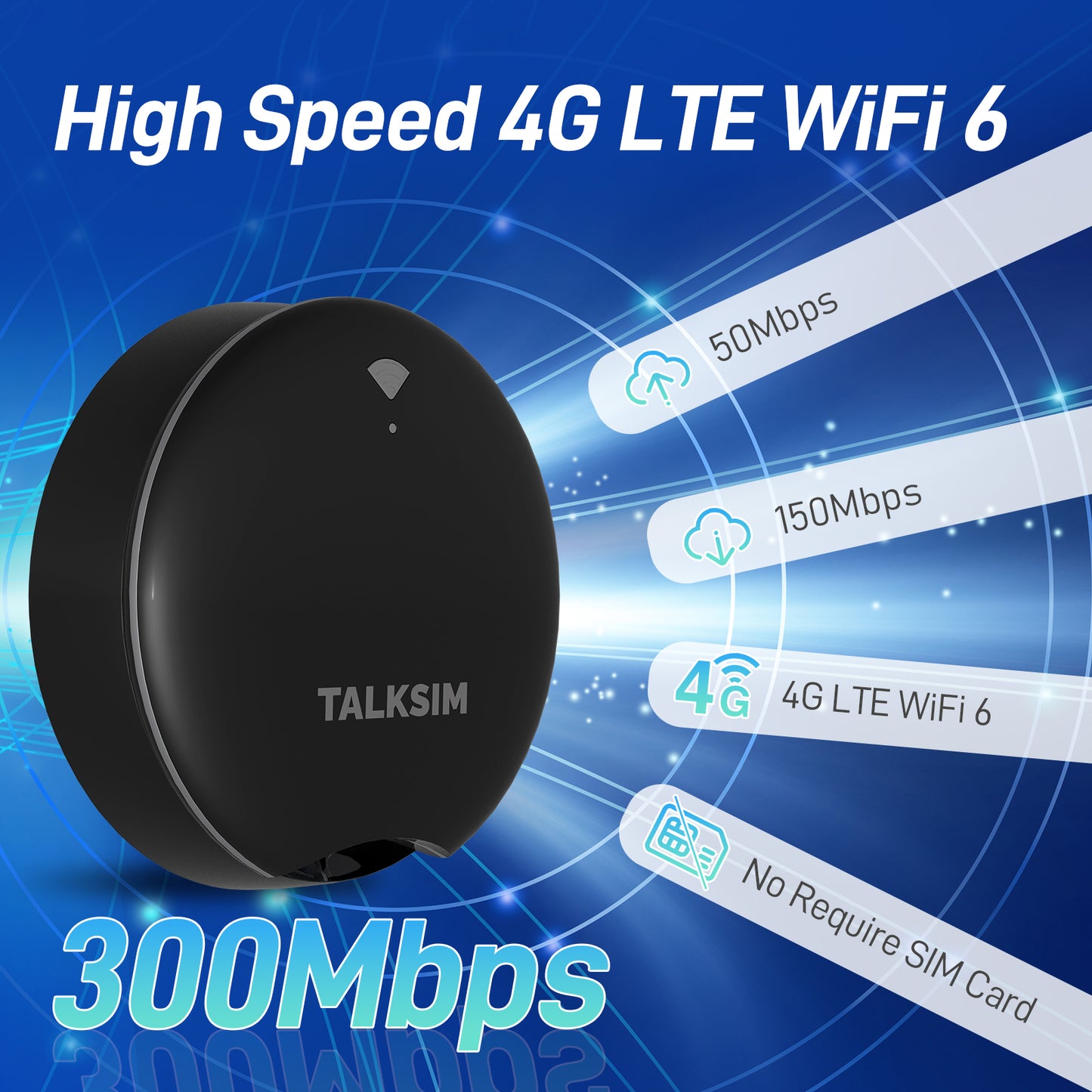 UFO MiFi with 1GB Data, 4G Mobile WiFi Hotspot for USA, 2000mA Battery, Black