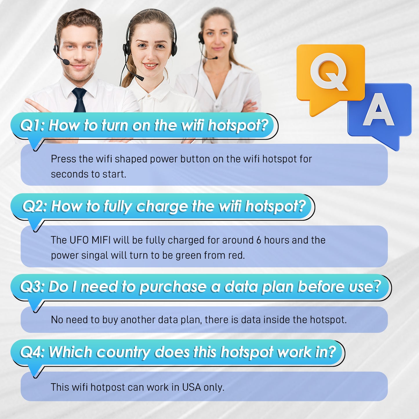 UFO MiFi with 1GB Data, 4G Mobile WiFi Hotspot for USA, 2000mA Battery, Black