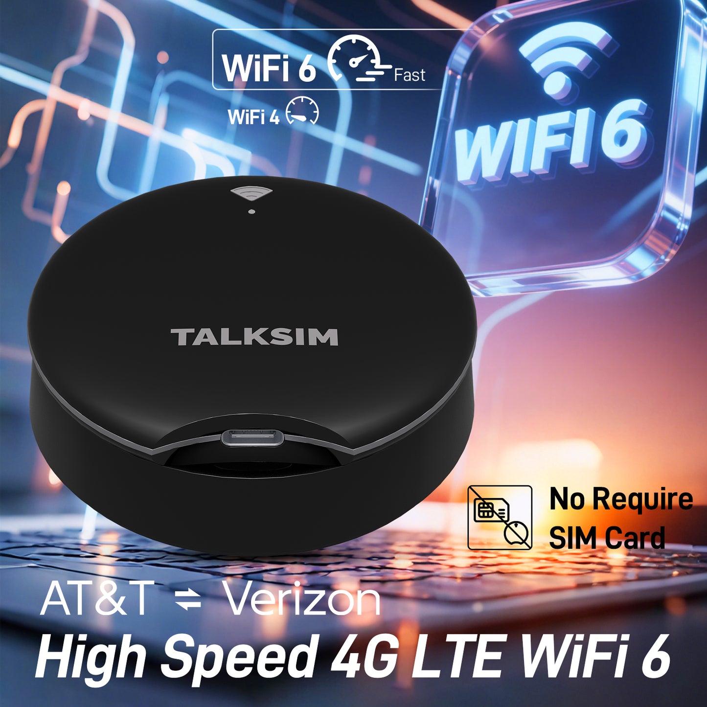 UFO MiFi with 1GB Data, 4G Mobile WiFi Hotspot for USA, 2000mA Battery, Black