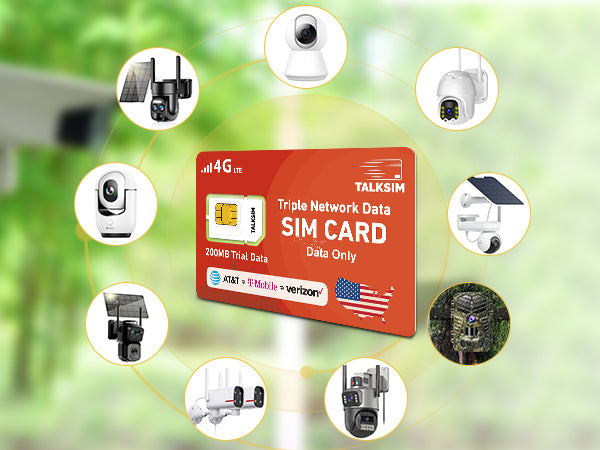 TalkSIM Prepaid 4G LTE Cellular SIM Card-Support AT&T, T-Mobile Dual Network - USA Data Only SIM Card|FREE 200MB